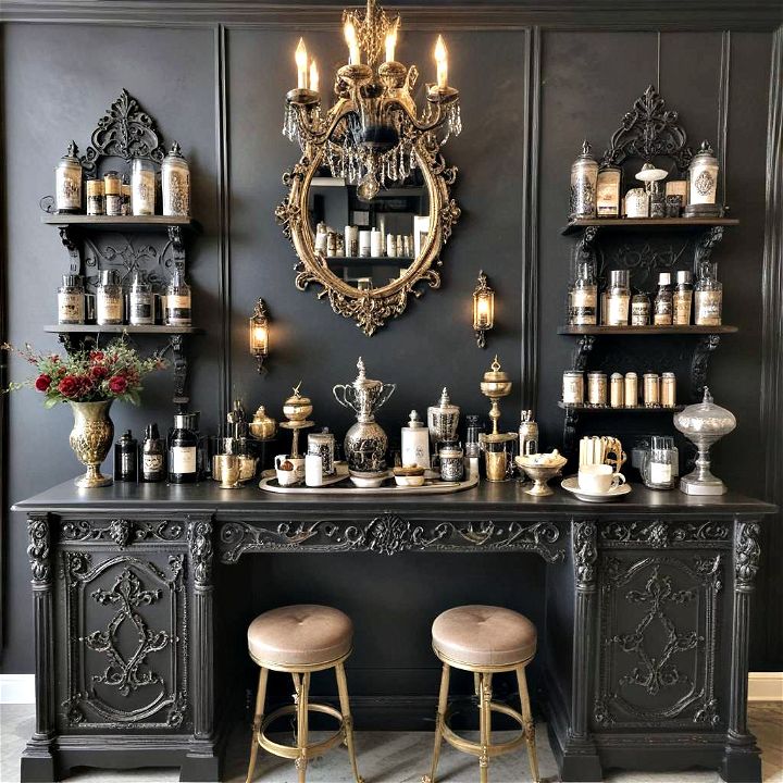 mysteriously opulent gothic glam coffee bar
