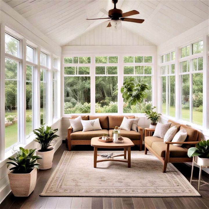 natural sunroom refresh with shiplap
