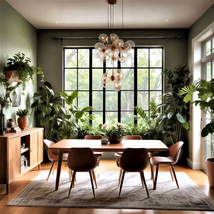 nature inspired biophilic dining room design