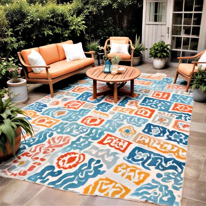 old rugs with waterproof outdoor paint