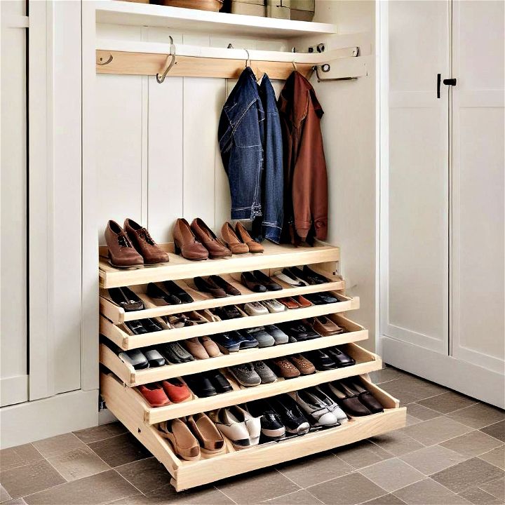 pull out shoe racks for mudroom