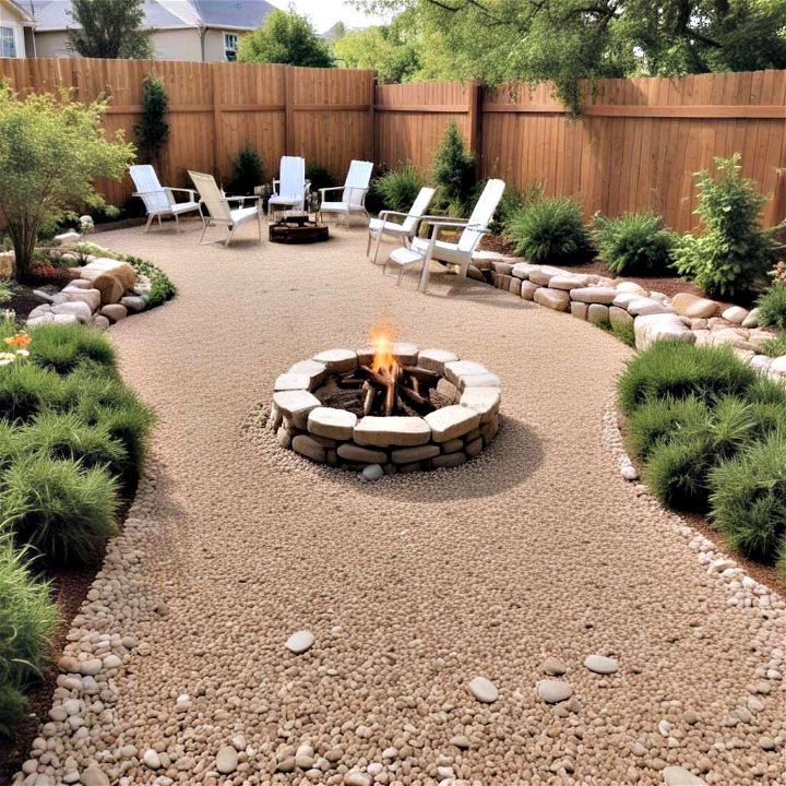 outdoor inviting pea gravel oasis
