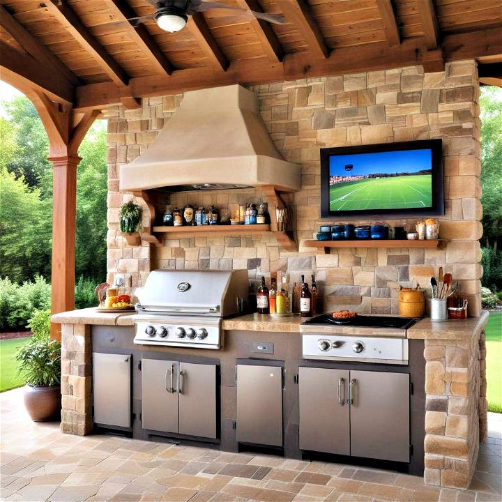 outdoor kitchen for the sports lovers
