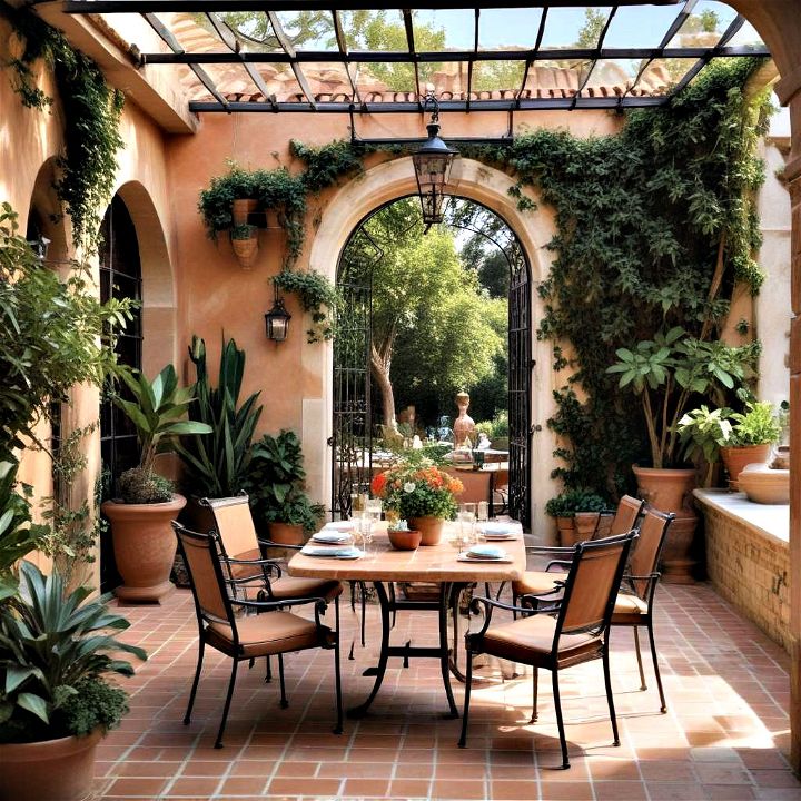 outdoor mediterranean terrace dining