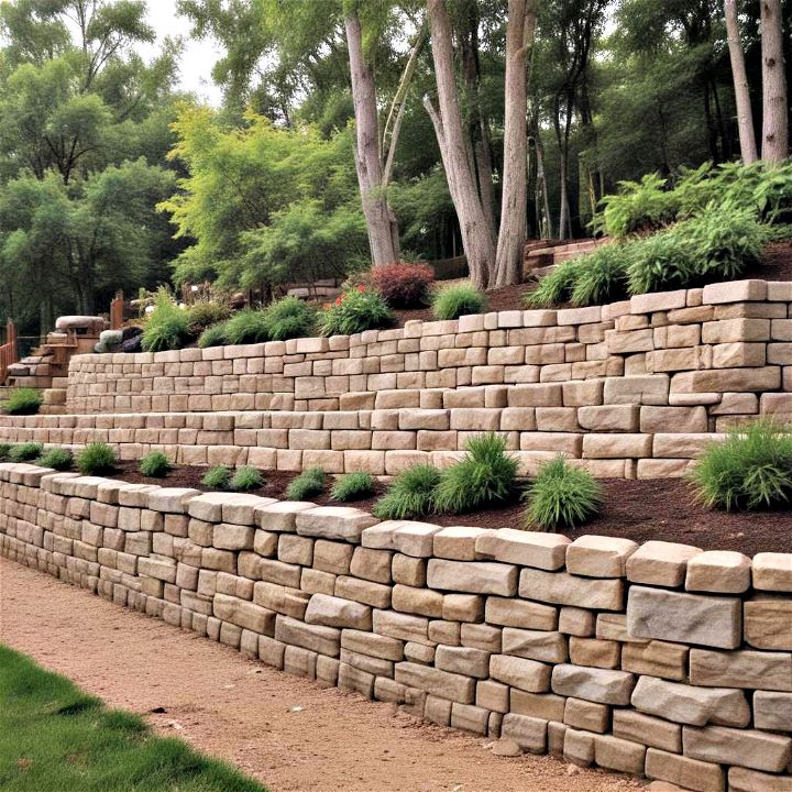 outdoor terraced retaining wall