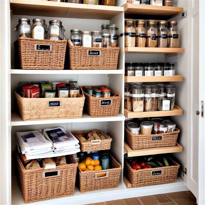 pantry baskets for accessible and orderly kitchen storage
