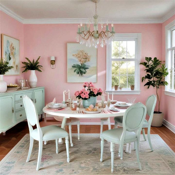 pastels in a paradise themed dining room