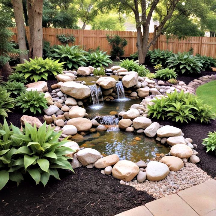 peaceful retreat framing a water feature