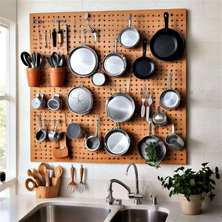 pegboard storage to customize your kitchen