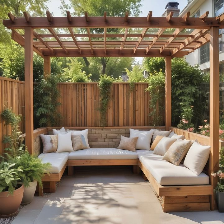 pergola with built in benches