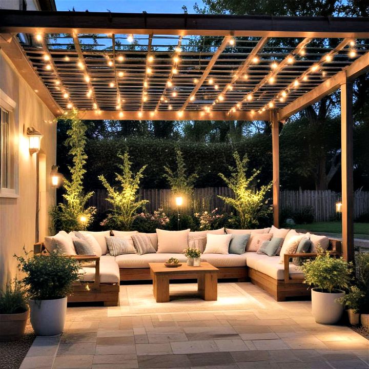 pergola with integrated soft and magical lighting