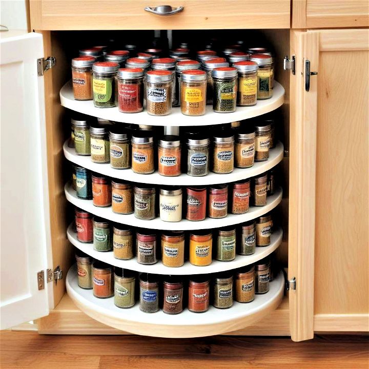 practical solution rotating cabinet spice organizer