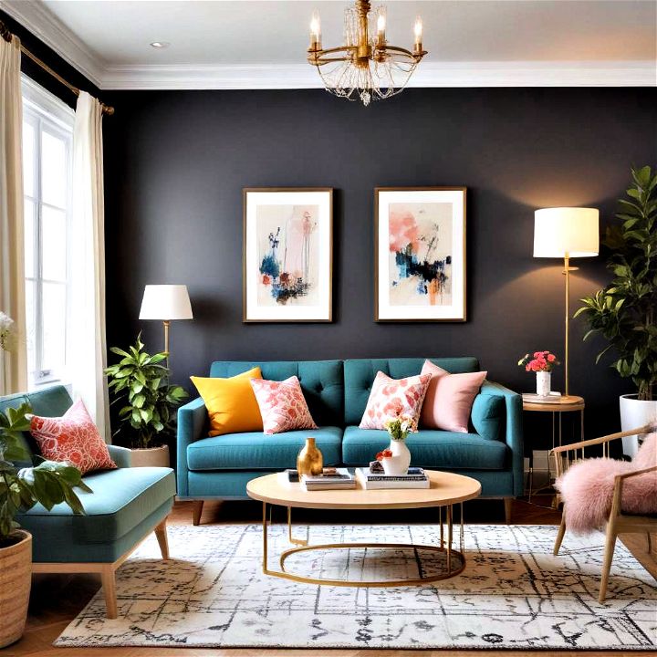quirky bold living room accent walls