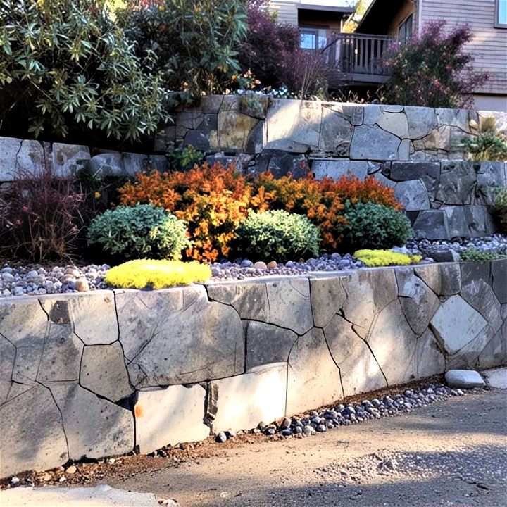 recycled concrete retaining wall