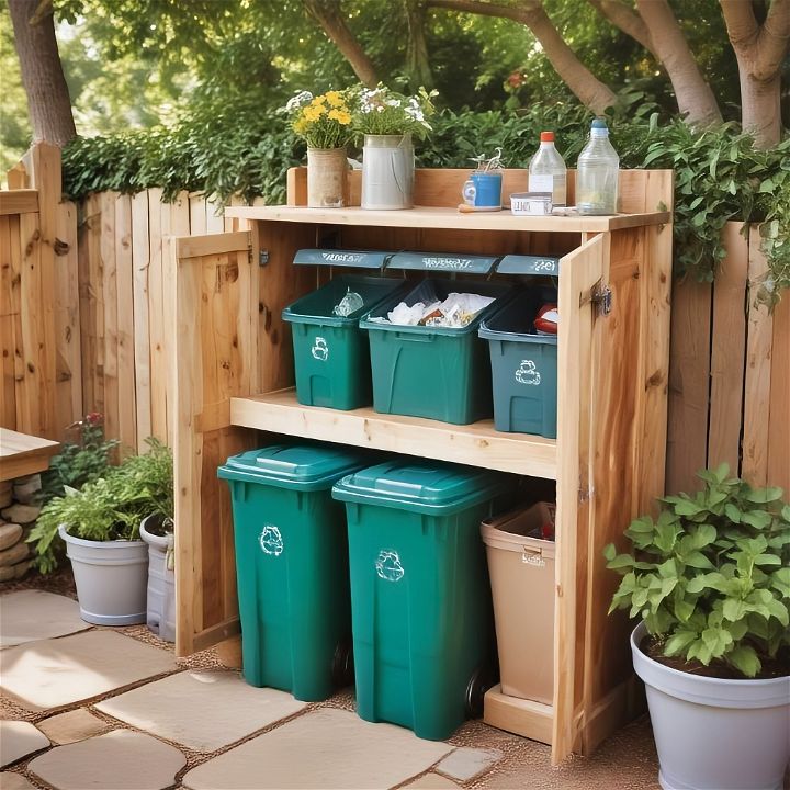recycling station for outdoor space organized