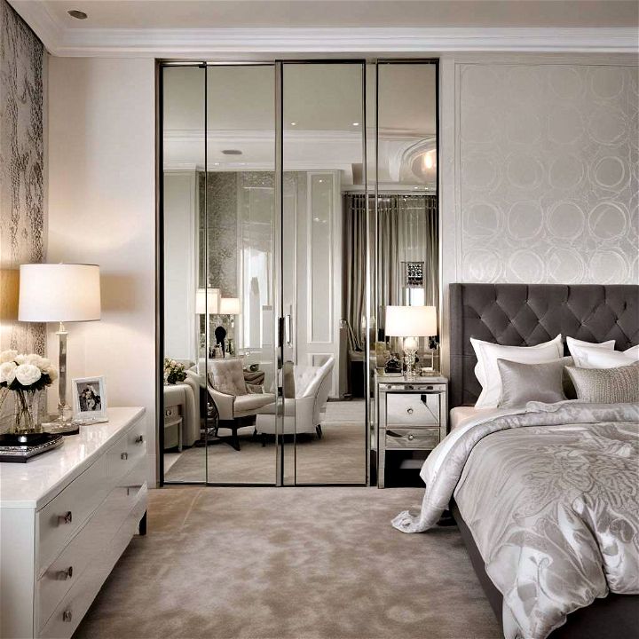 reflective and luxurious bedroom