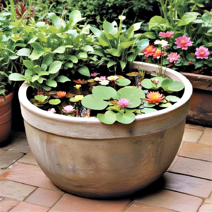 relaxation patio pond in a pot