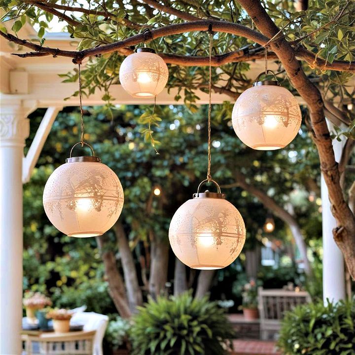 relaxed outdoor hanging globe lanterns