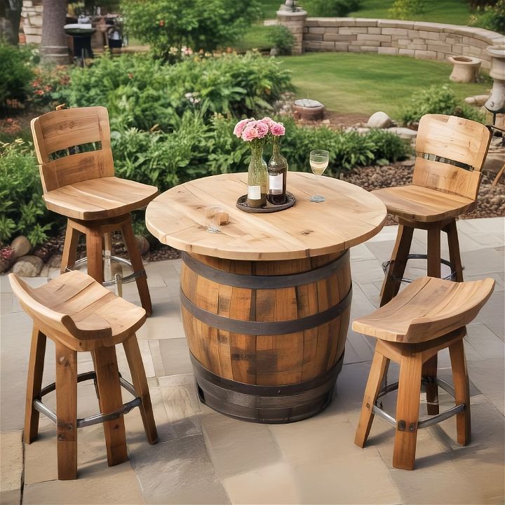 repurposed wine barrel furniture