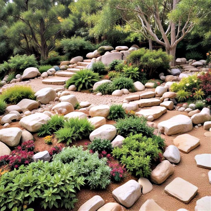 rock gardens for sloped backyard