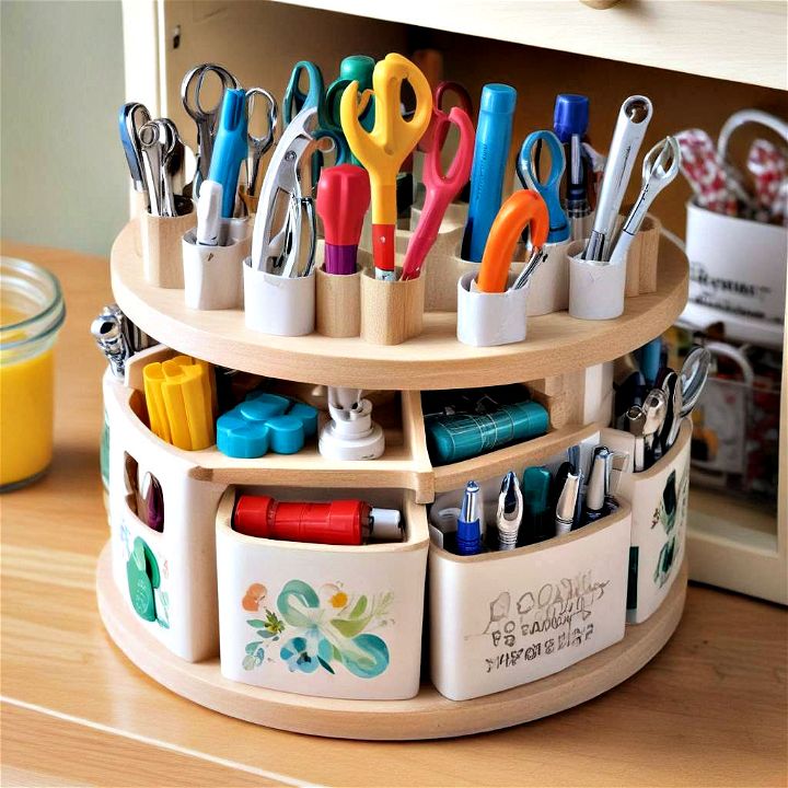 rotating tool caddies keep all your essentials in one place