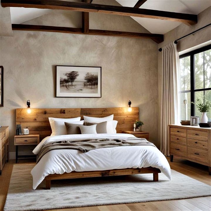 rustic and homely bedroom wooden accents