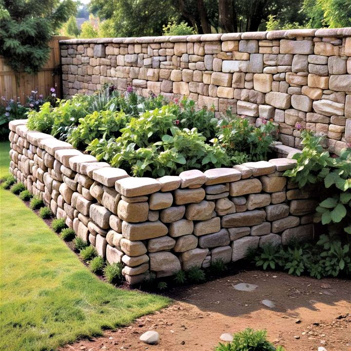 rustic charm stone enclosed raised bed