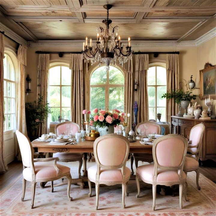 rustic elegance of a french country dining room