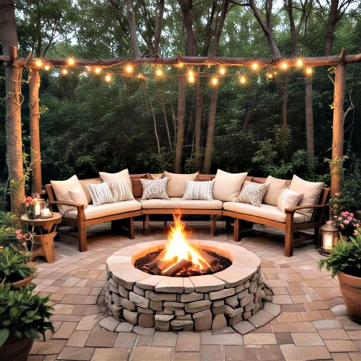 rustic fire pit corner adds warmth and charm to your back porch
