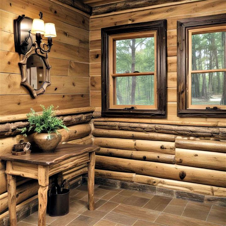 rustic log wainscoting to bring a warm woodsy feel indoors