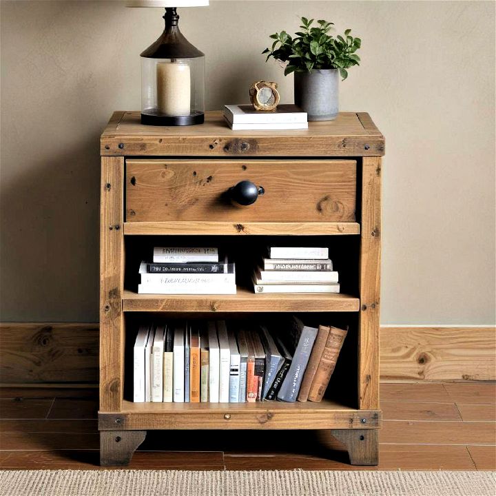 rustic wooden nightstand to bring warmth and character into any room