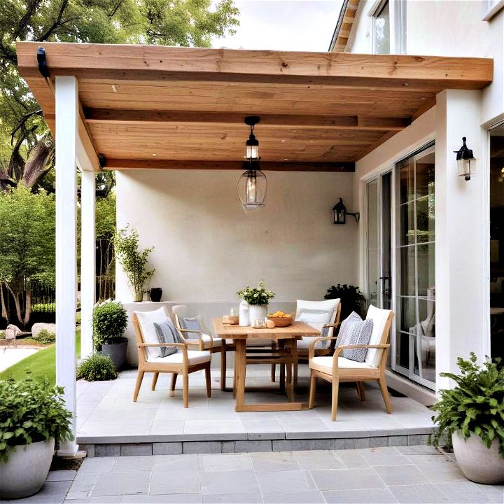 scandinavian style attached covered patio