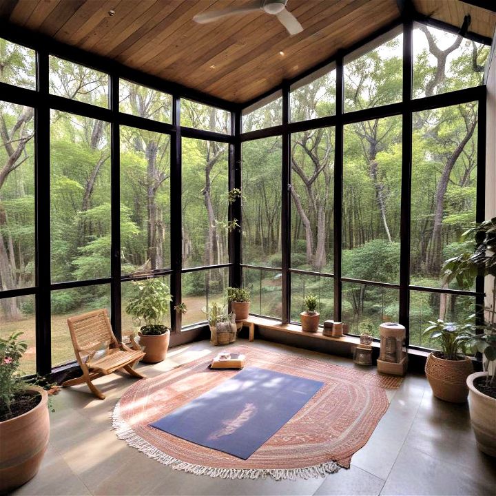 screened in porch to yoga and meditation space