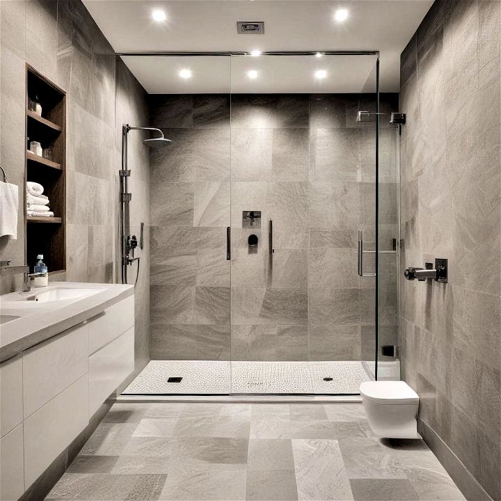seamless transitions for walk in shower
