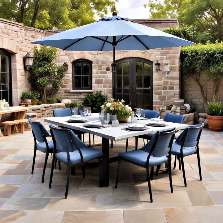 serene blue pennant alfresco dining