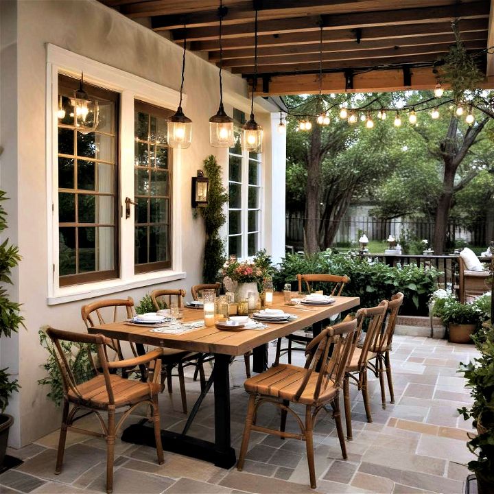 set up an al fresco dining area on your back porch for gatherings