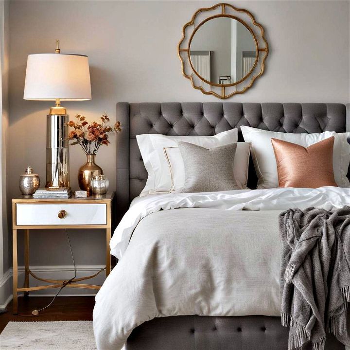 shimmering metallic touches for bedroom