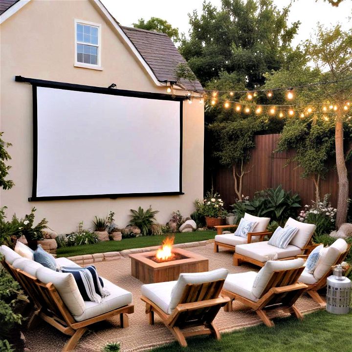 side yard theater setting for a movie marathon