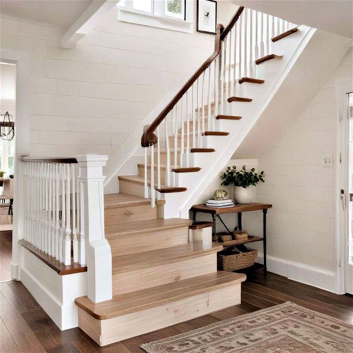 simple addition shiplap stairway accents