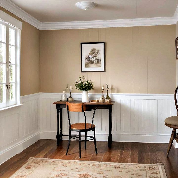 simple and cozy cottage style wainscoting