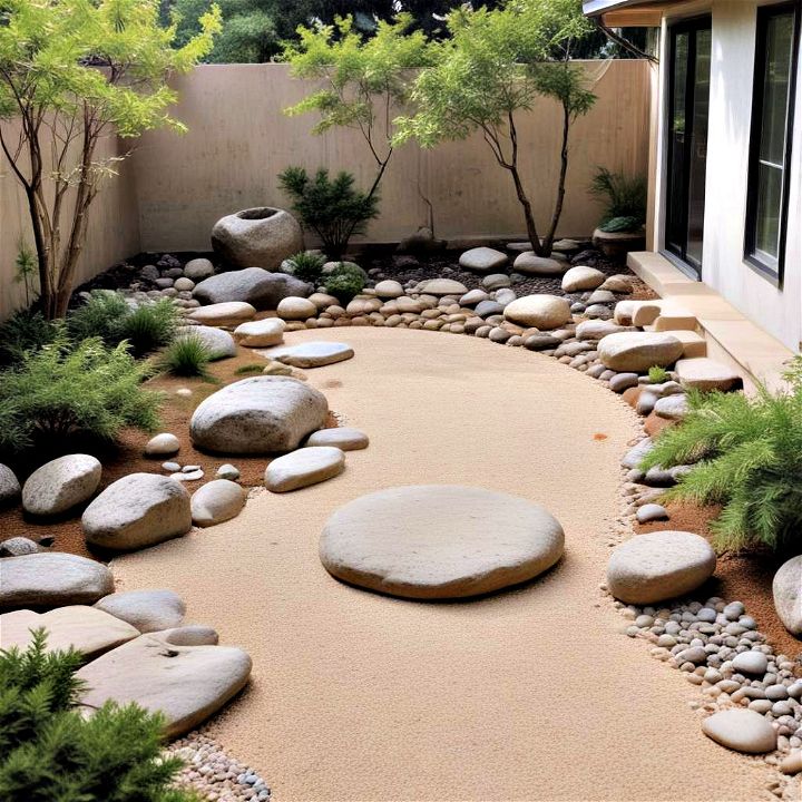 simple and serene side yard zen garden