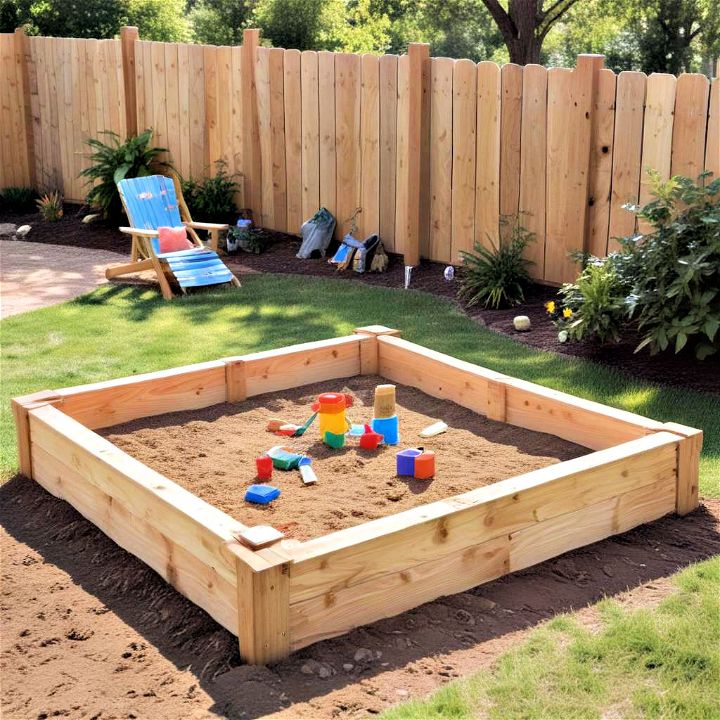 simple wooden sandbox for kids
