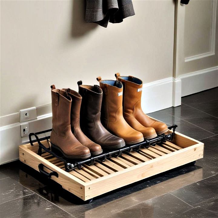 simple rolling boot tray
