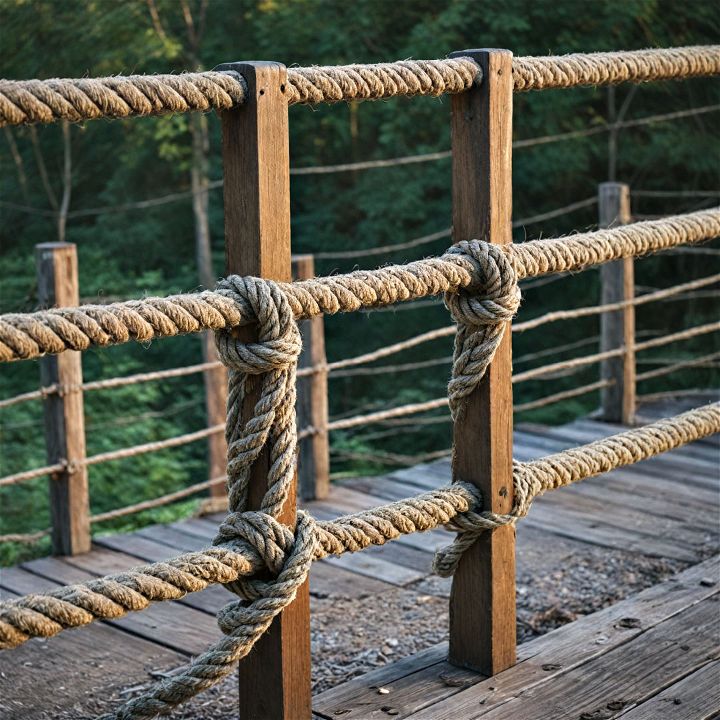 simple yet stylish rope and post deck railing