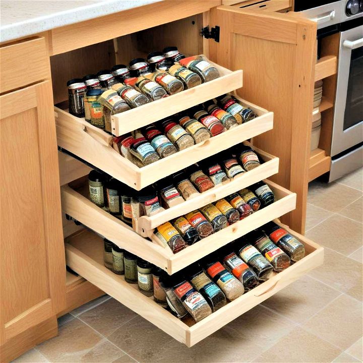 simplicity and efficiency slide out cabinet spice rack