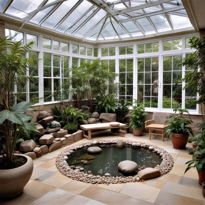 simplistic and natural zen garden conservatory
