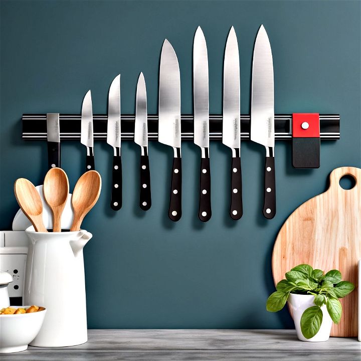 sleek and modern magnetic knife strips