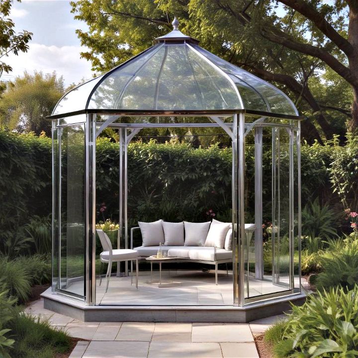 sleek and stunning reflective glass gazebo