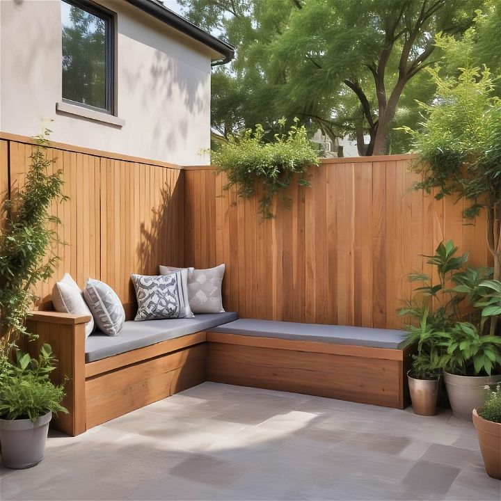 sleek built in benches for patio