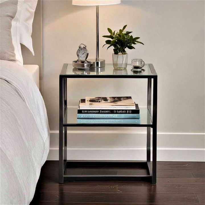 sleek elegant glass top nightstand to brighten your room